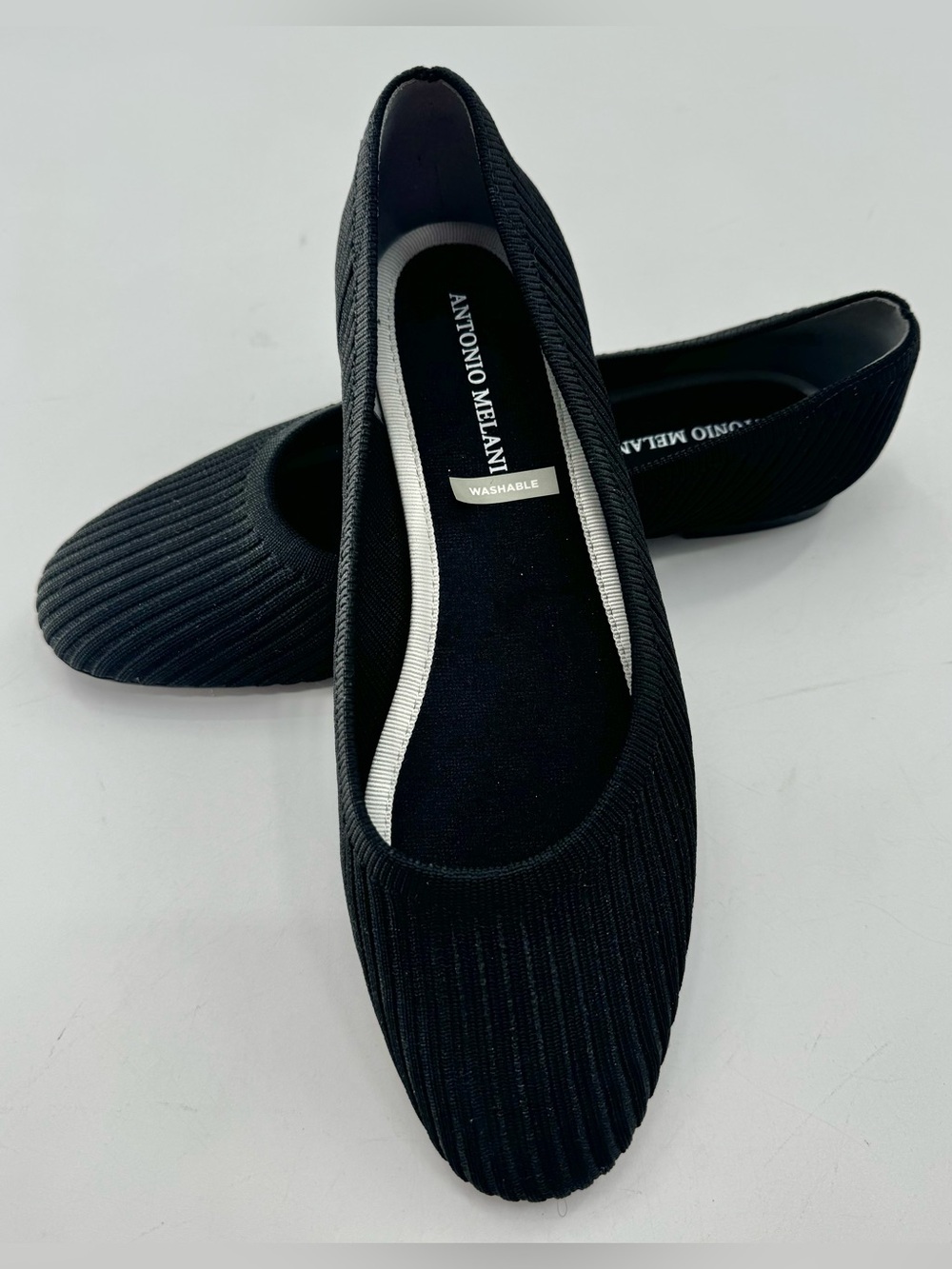 Antonio Melani Flats Black Washable Knit Ballet Size 9.5 M Shoes NEW Slip On